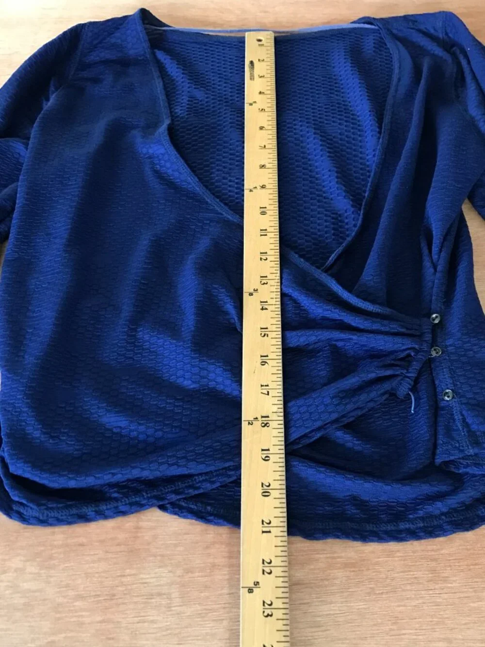Free People Penny Wrap Top Women XL Blue Button Side Closure Long Sleeve Boho